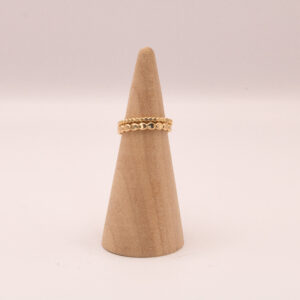 Dainty beaded hammered Gold-Fill stacking ring.