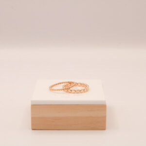 Dainty beaded hammered Gold-Fill stacking ring.