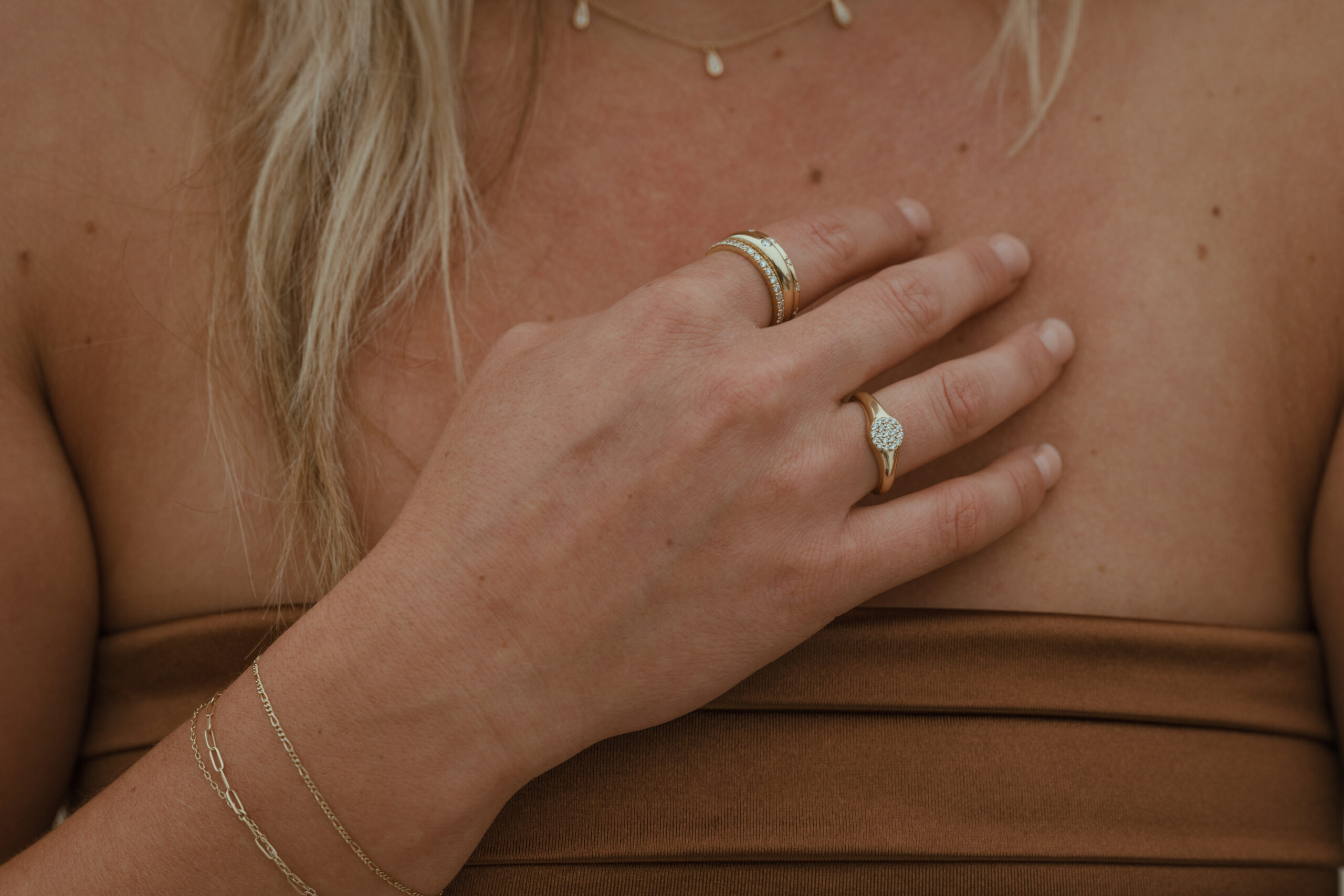 Faye Pave Ring on hand