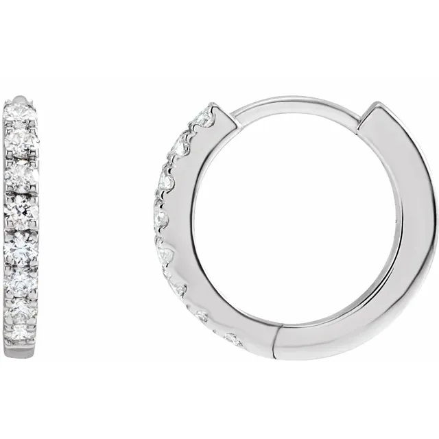 Pave Earrings White Gold 12mm